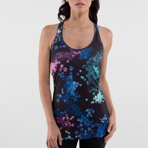 Lululemon Cool Racerback Black Floral Petal Pop Multicolor Light Lion Tank Top 4